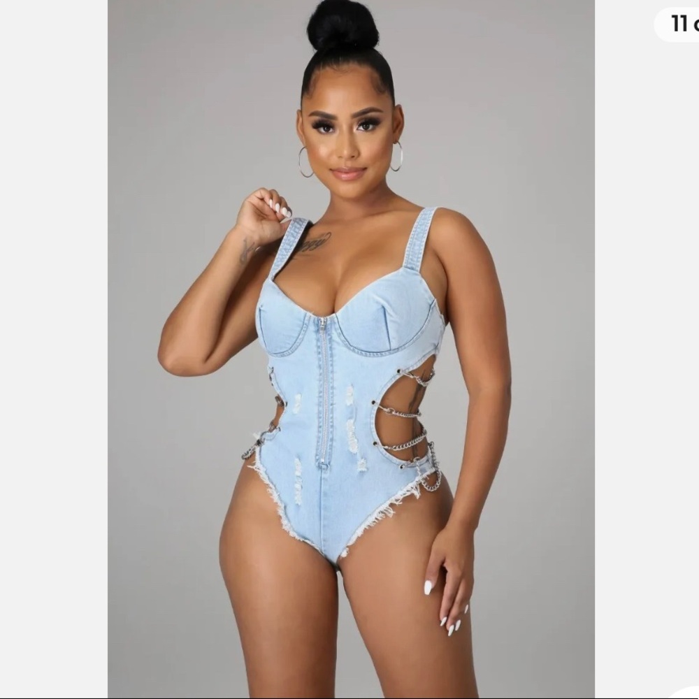 FASHION NOVA denim bodysuit